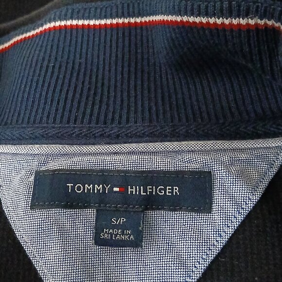 Tommy Hilfiger Sweater Mens S Classic Black Quarter Zip Pullover Cotton - Picture 8 of 9